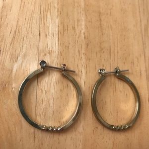 Gold Tone Hoop Earrings Vintage 1980's